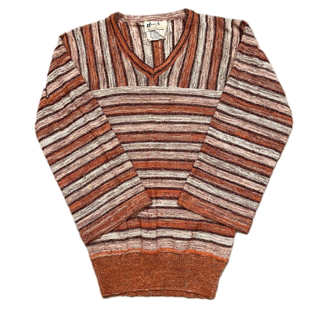 Vintage Duet Wool Metallic Blend Stripe Knit Top rare stripes 70s XS
